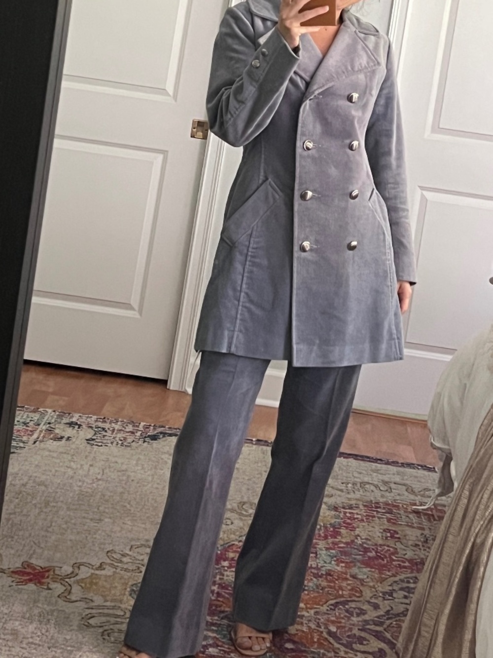 Vintage 70s Purple Corduroy Suit Set | Double Breasted Blazer | High Rise Pleat